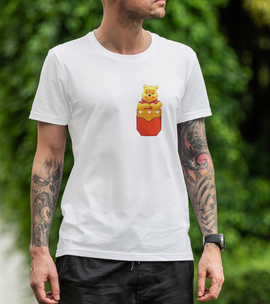 Winnie The Pooh In Red Pocket T-Shirt