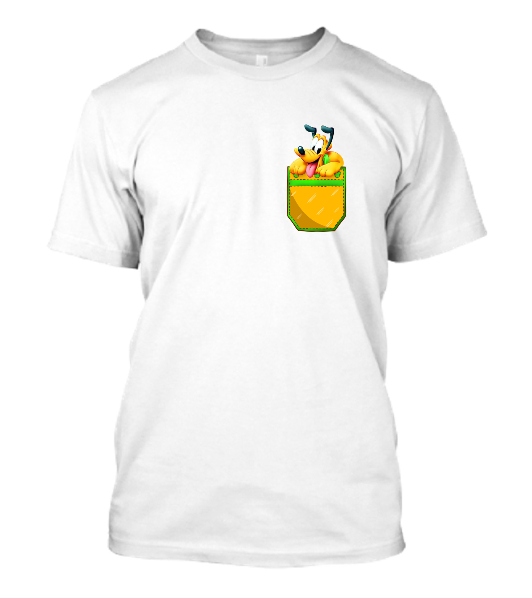 Pluto Disney Yellow Dog In Pocket T-Shirt