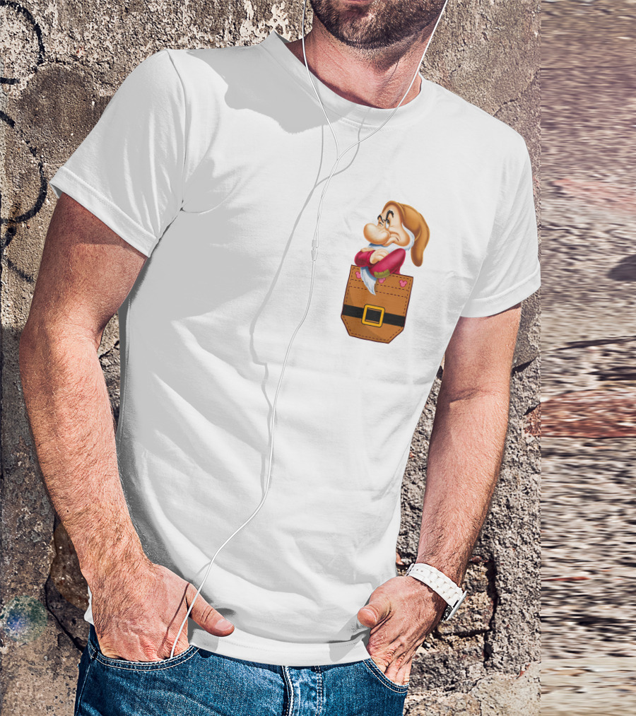 Grumpy Dwarf In Pocket Disney Character T-Shirt