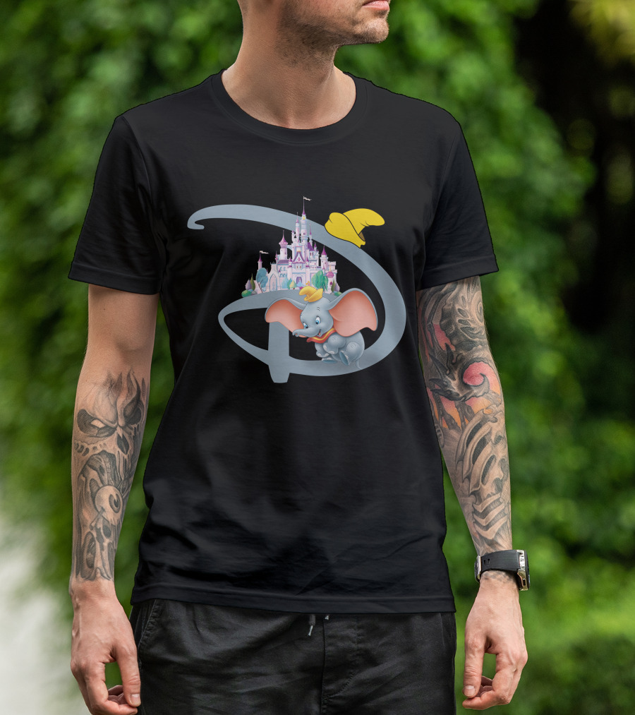Disney Dumbo Castle With Iconic Hat And Letter D T-Shirt