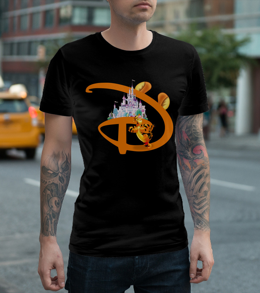 Tigger Disney Castle Icon With Orange D And Ears T-Shirt