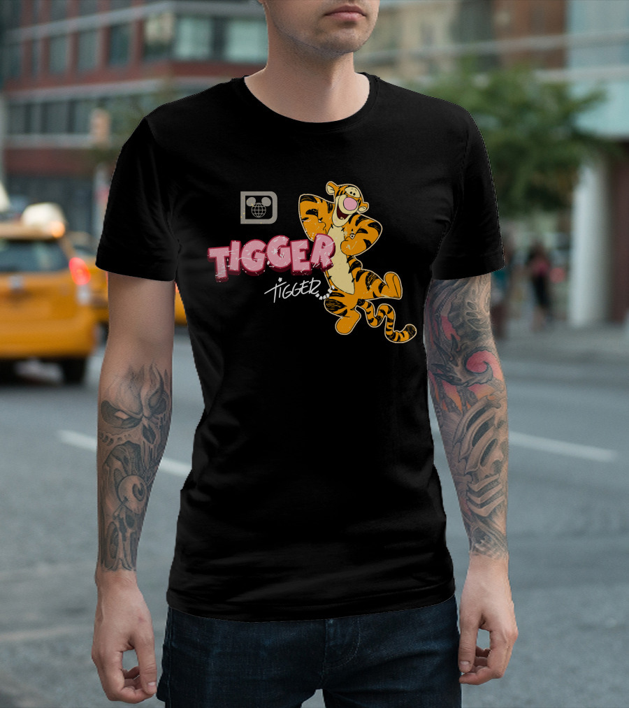 Tigger Disney Character Logo With Illustration And T-Shirt