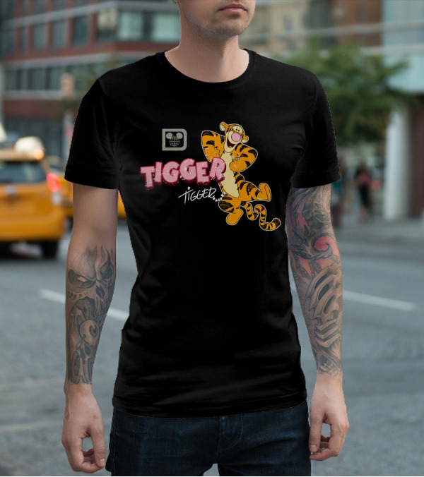 Tigger Disney Character Logo With Illustration And T-Shirt