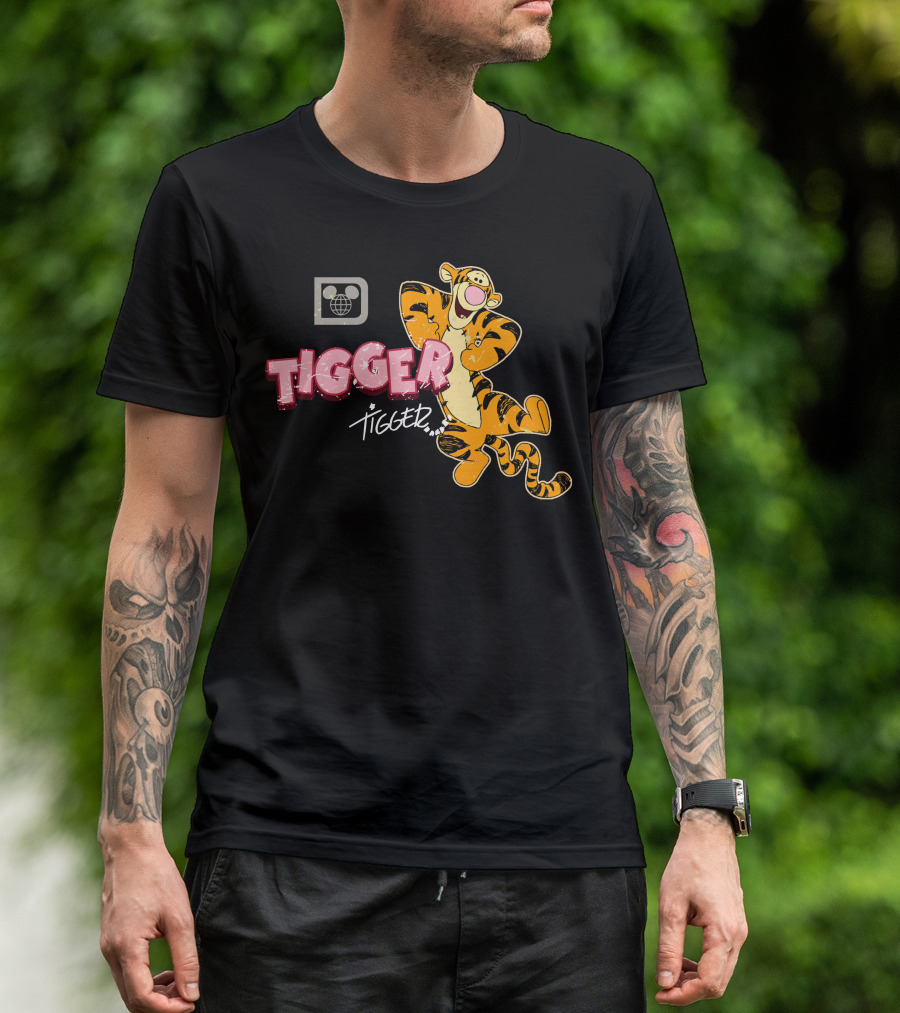 Tigger Disney Character Logo With Illustration And T-Shirt