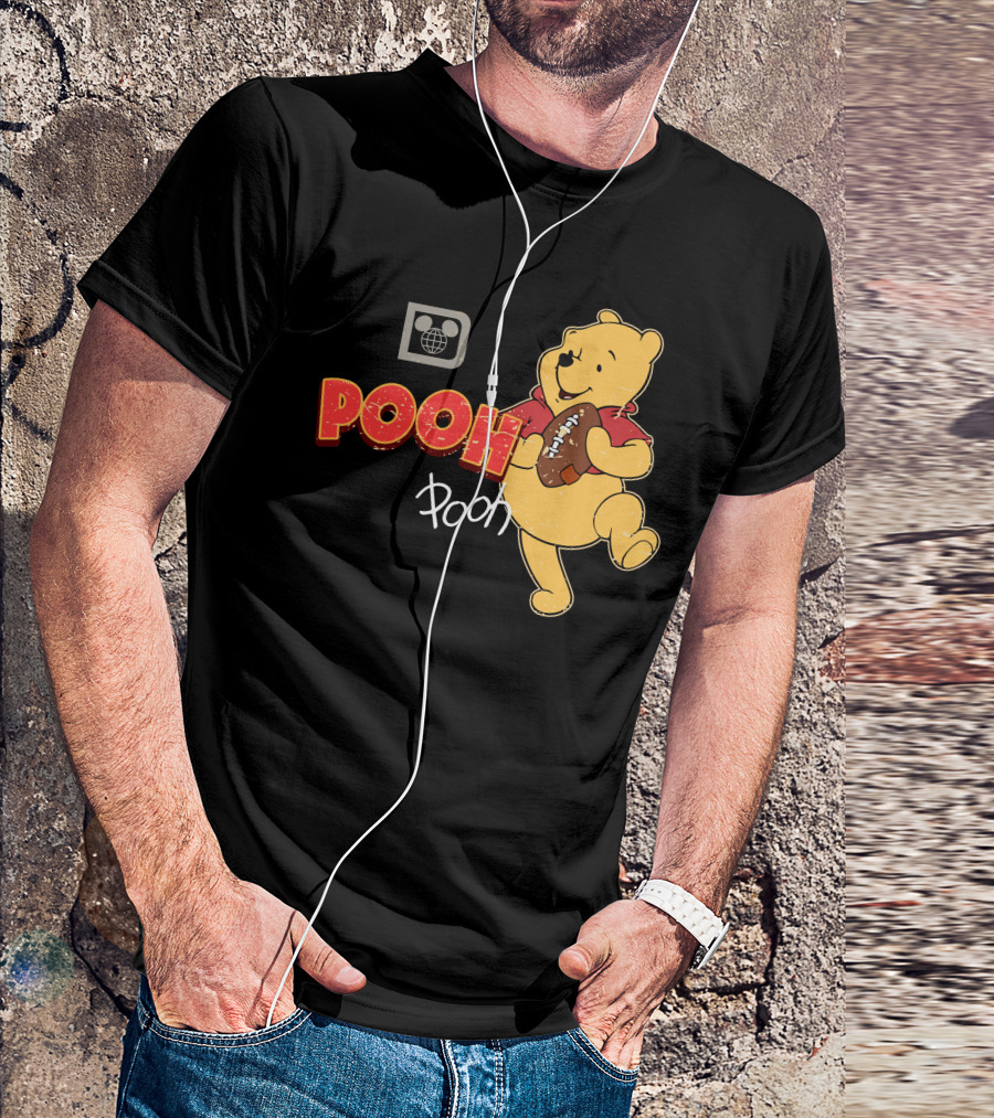 Pooh Football Holding Iconic Character With Vintage T-Shirt