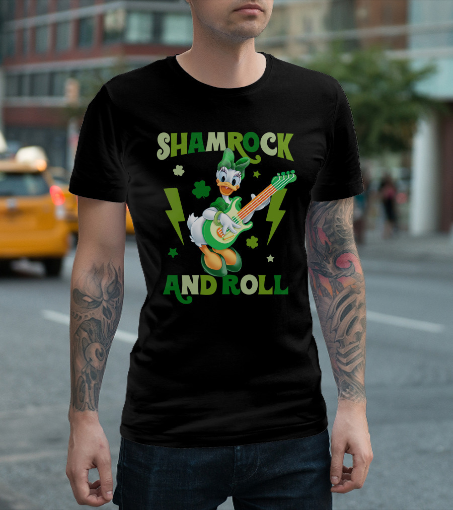 Shamrock And Roll Daisy Duck Rocks Out With Green Guitar T-Shirt