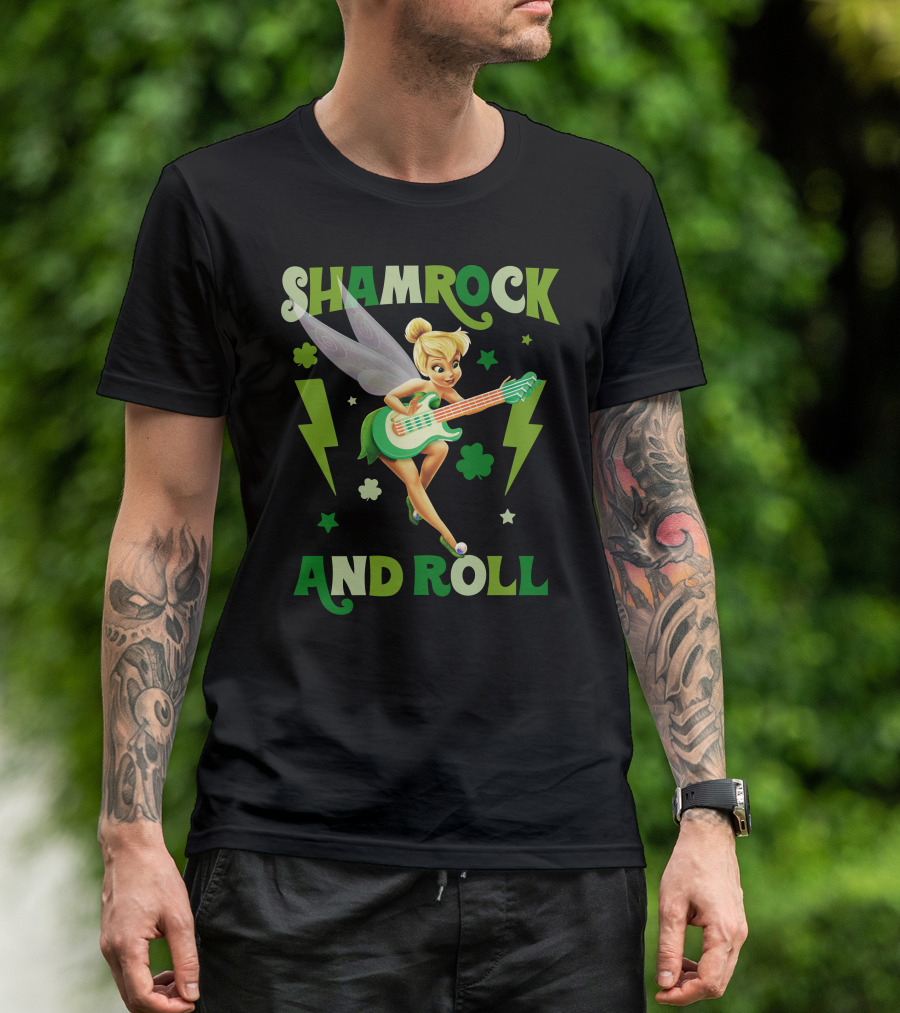 Shamrock And Roll Tinkerbell Guitar Fairy T-Shirt