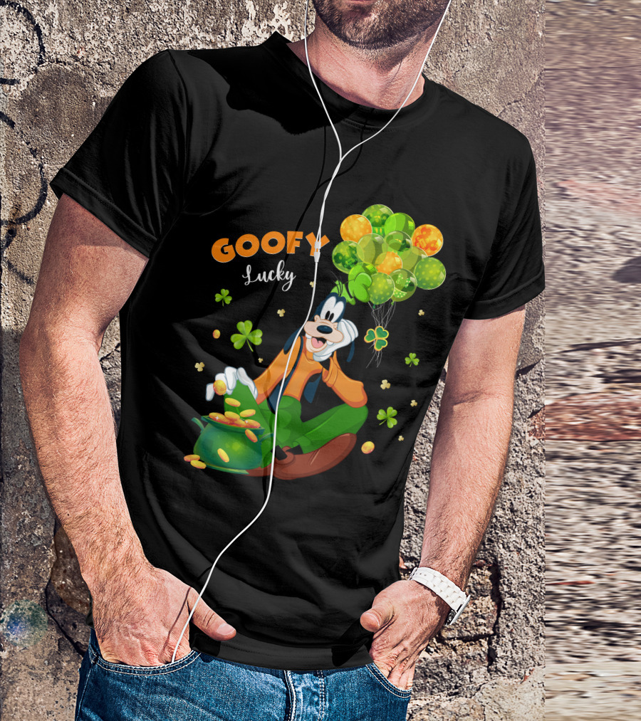 Goofy Lucky St. Patrick's Day Balloons And Shamrocks T-Shirt