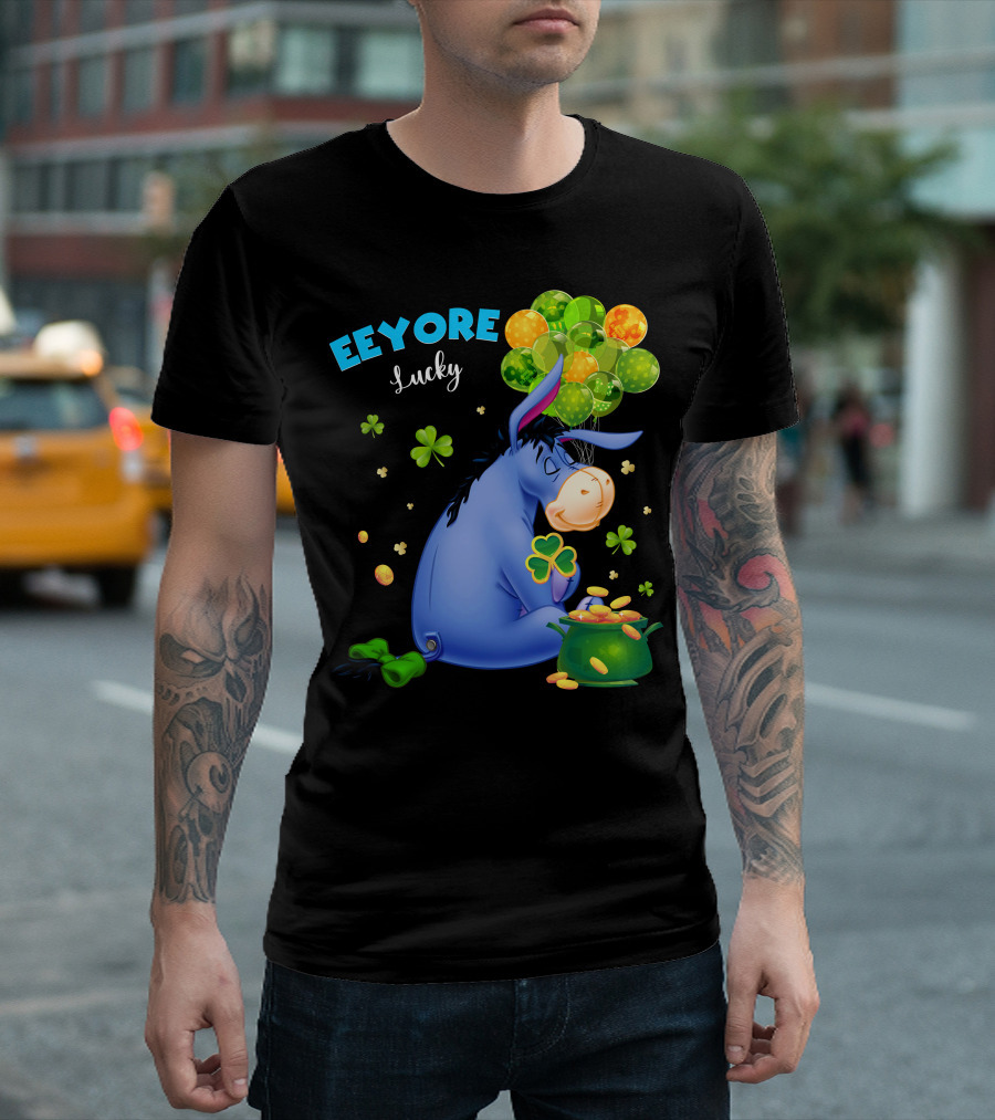 Eeyore Lucky Shamrock Coins Balloon Cluster T-Shirt