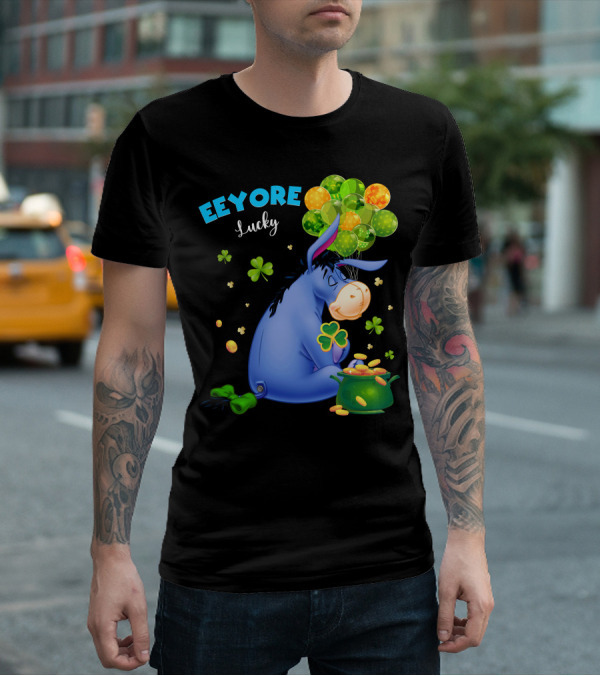 Eeyore Lucky Shamrock Coins Balloon Cluster T-Shirt