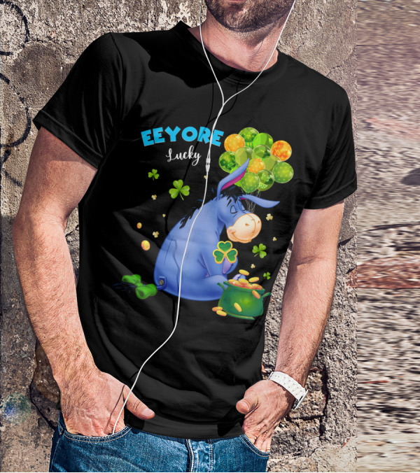 Eeyore Lucky Shamrock Coins Balloon Cluster T-Shirt