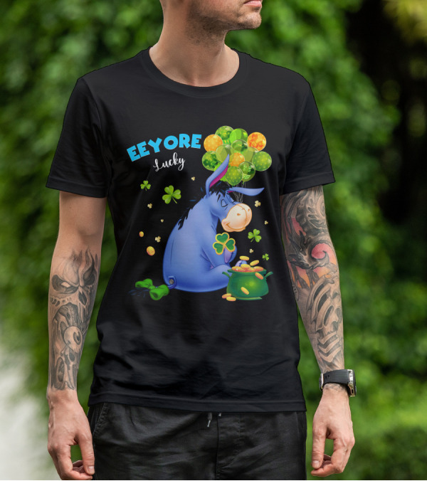 Eeyore Lucky Shamrock Coins Balloon Cluster T-Shirt