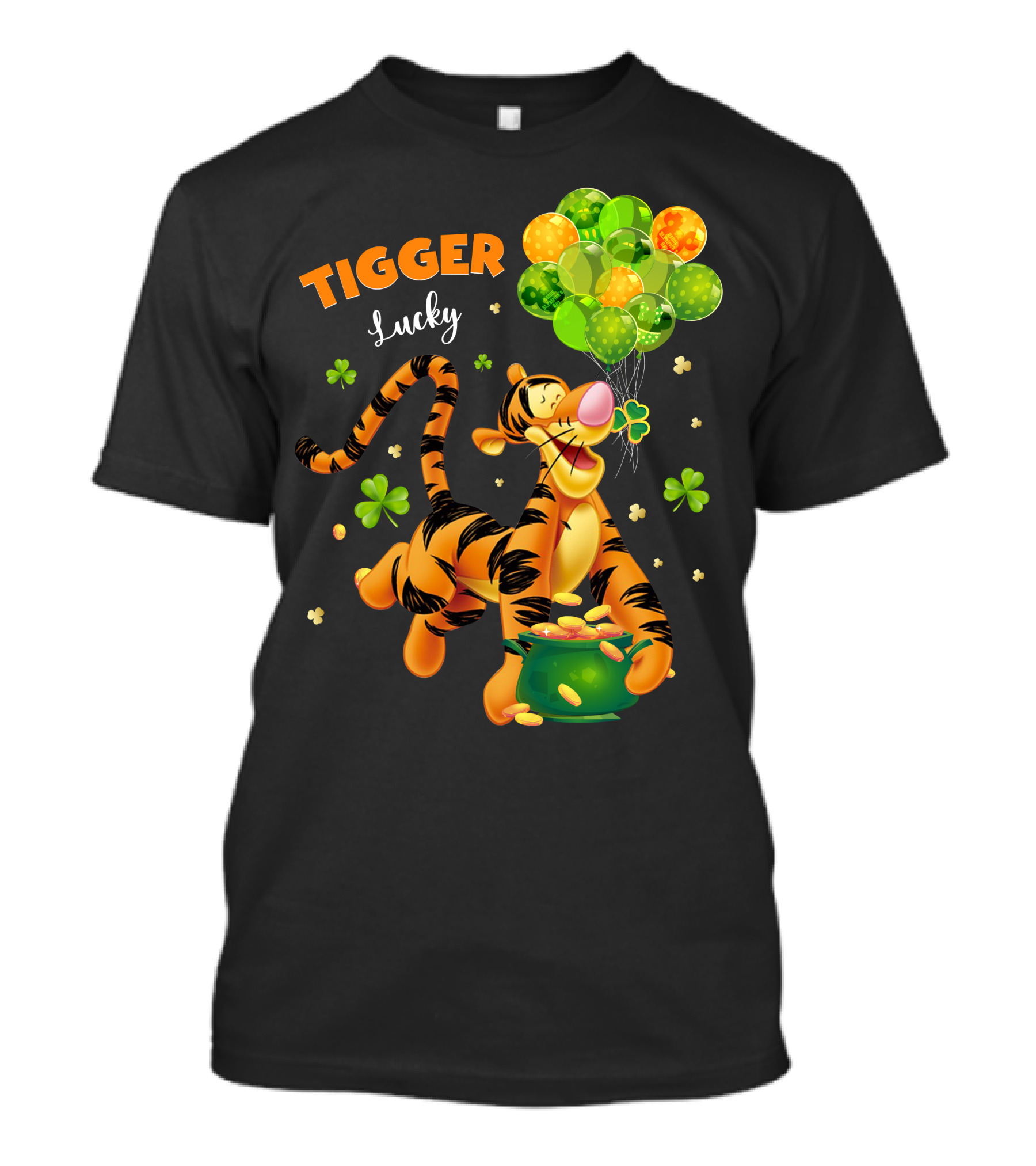 Tigger Lucky Balloons And Shamrocks With Gold Coins T-Shirt
