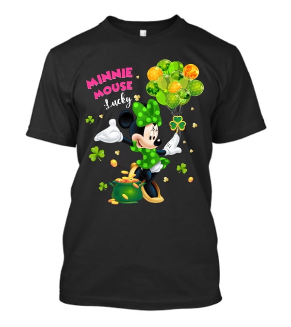 Minnie Mouse Lucky Balloons Shamrocks Coins T-Shirt