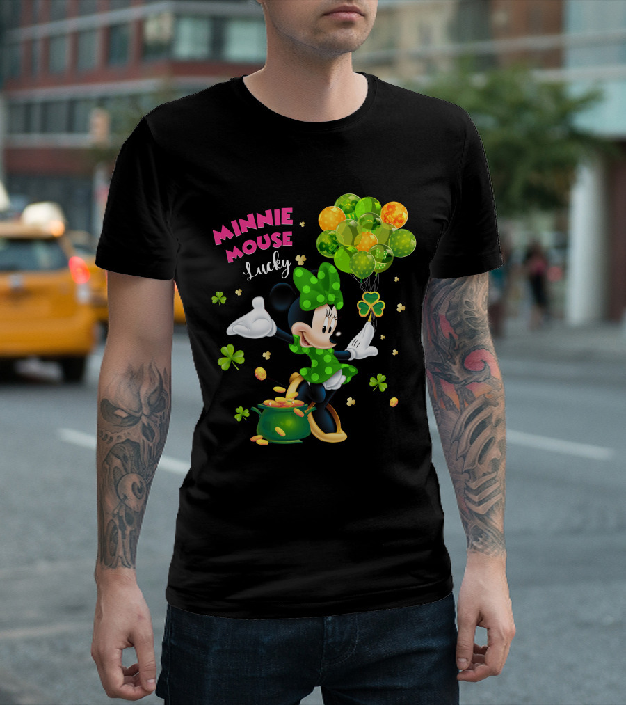 Minnie Mouse Lucky Balloons Shamrocks Coins T-Shirt