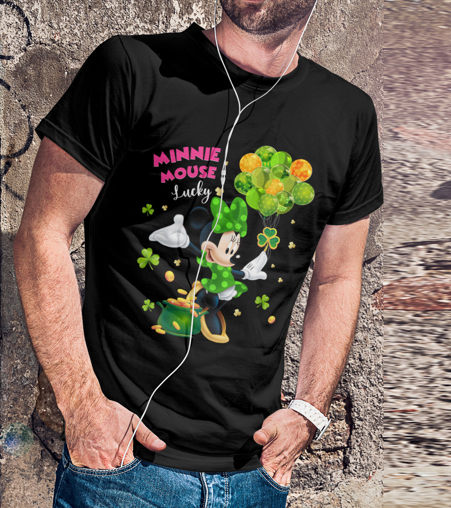 Minnie Mouse Lucky Balloons Shamrocks Coins T-Shirt