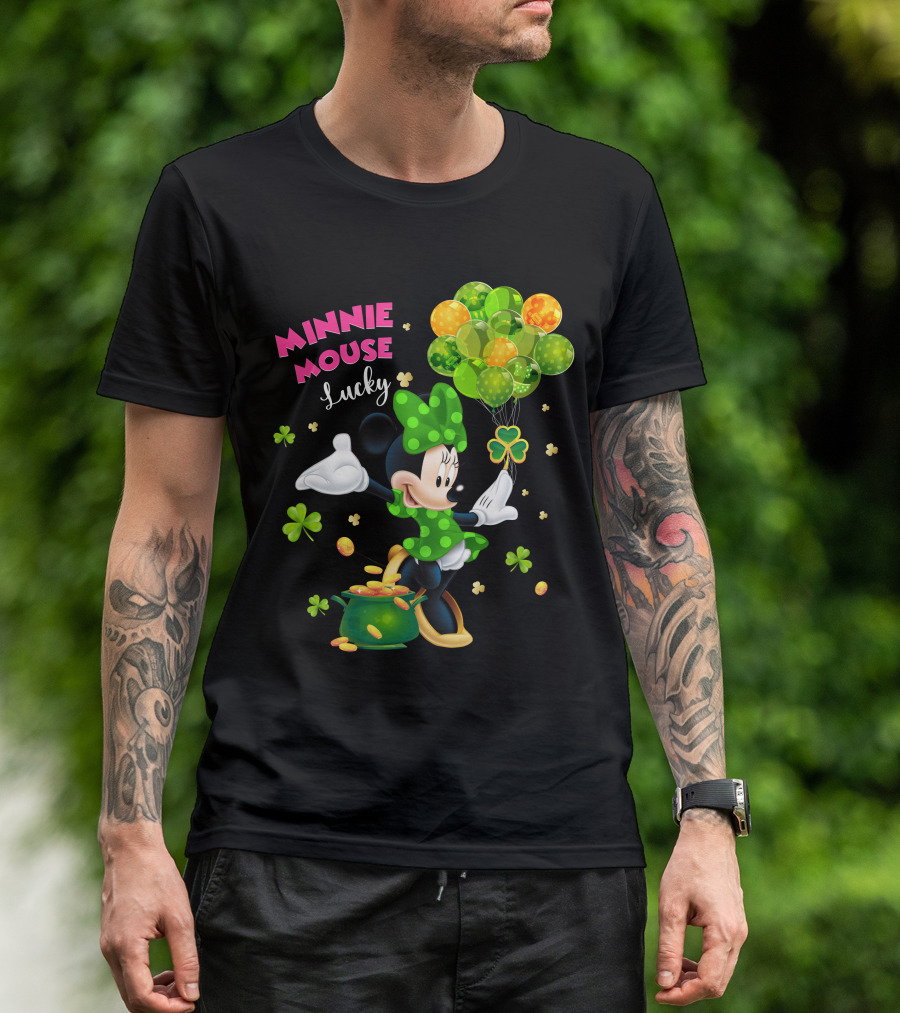 Minnie Mouse Lucky Balloons Shamrocks Coins T-Shirt