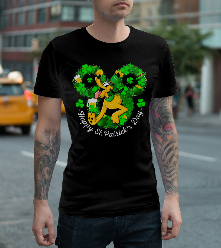 Happy St. Patrick's Day Pluto Shamrock And Hat Celebration T-Shirt