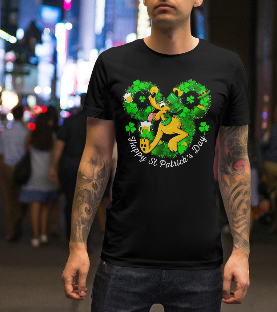 Happy St. Patrick's Day Pluto Shamrock And Hat Celebration T-Shirt