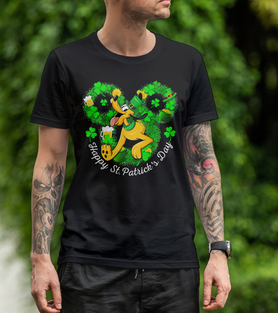 Happy St. Patrick's Day Pluto Shamrock And Hat Celebration T-Shirt