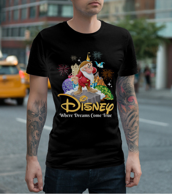 Disney Grumpy Where Dreams Come True Fireworks Celebration T-Shirt