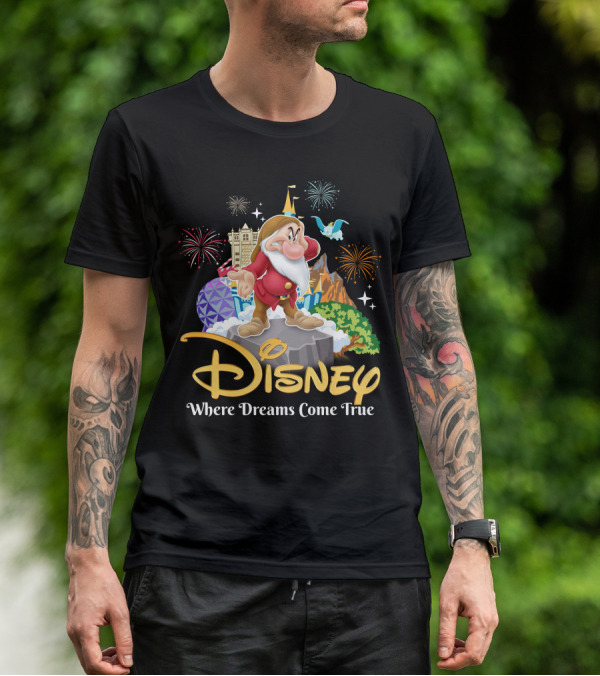 Disney Grumpy Where Dreams Come True Fireworks Celebration T-Shirt