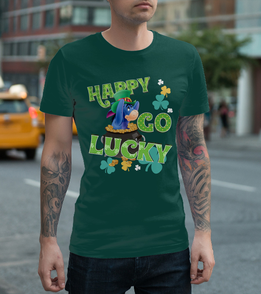 Eeyore Happy Go Lucky St. Patrick's Day Pot Of Gold T-Shirt