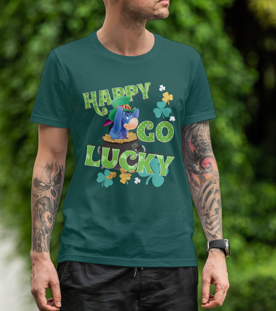 Eeyore Happy Go Lucky St. Patrick's Day Pot Of Gold T-Shirt