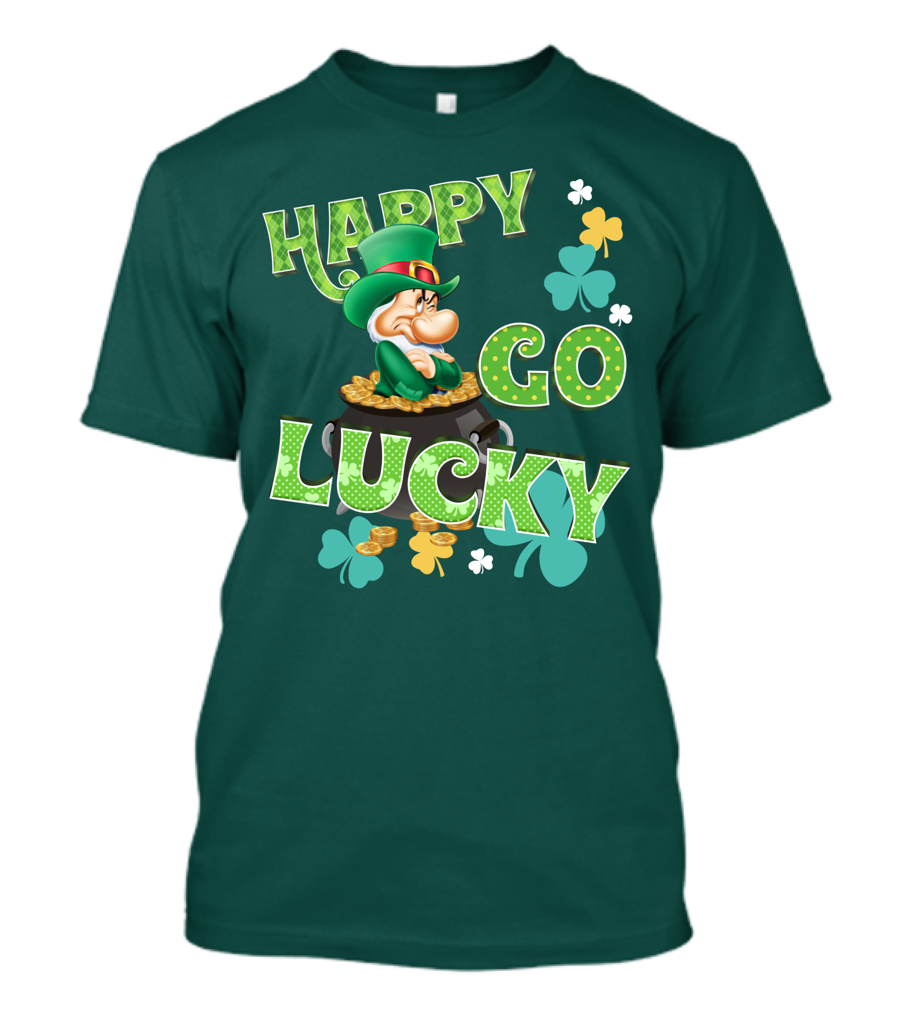 Happy Go Lucky Grumpy Dwarf Leprechaun Pot Of Gold Shamrocks T-Shirt