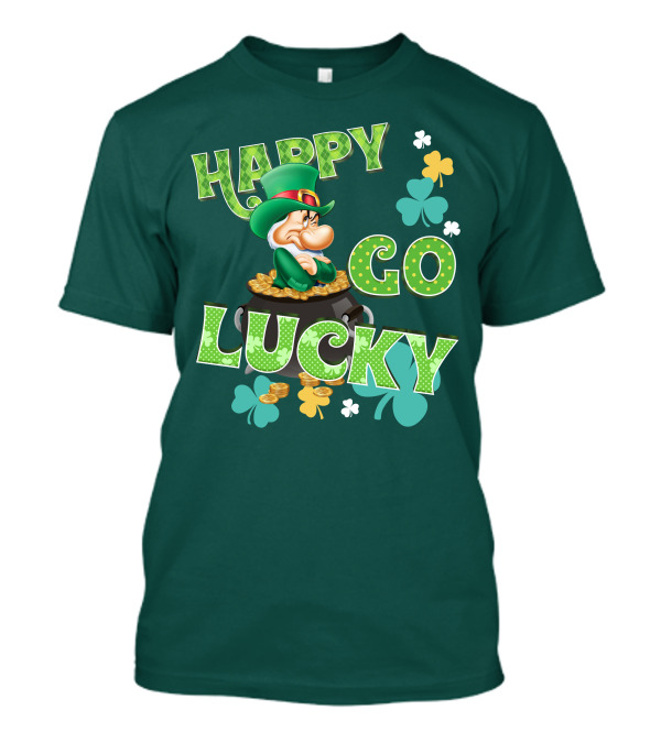 Happy Go Lucky Grumpy Dwarf Leprechaun Pot Of Gold Shamrocks T-Shirt