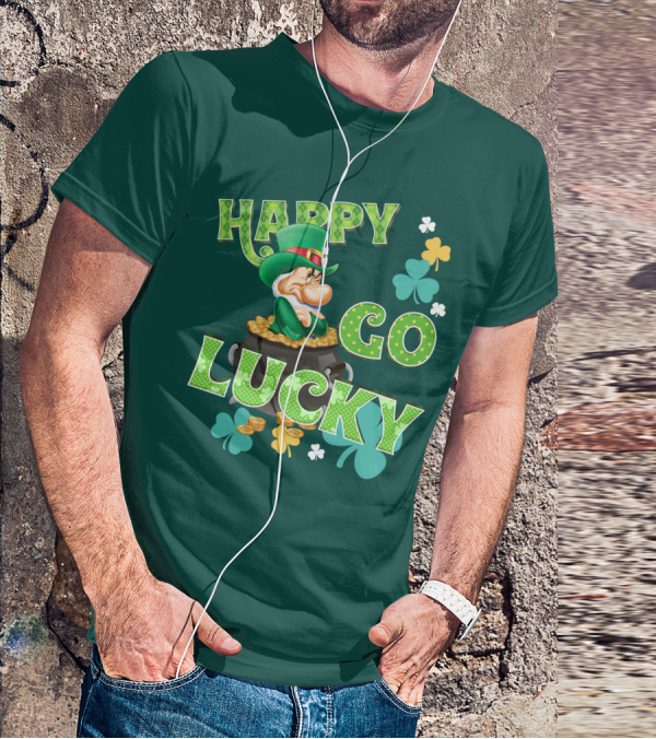 Happy Go Lucky Grumpy Dwarf Leprechaun Pot Of Gold Shamrocks T-Shirt