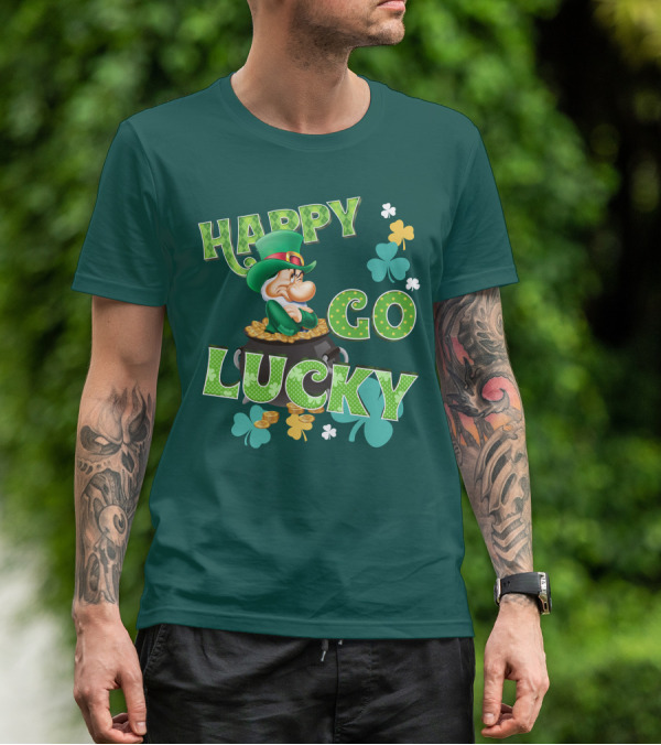 Happy Go Lucky Grumpy Dwarf Leprechaun Pot Of Gold Shamrocks T-Shirt