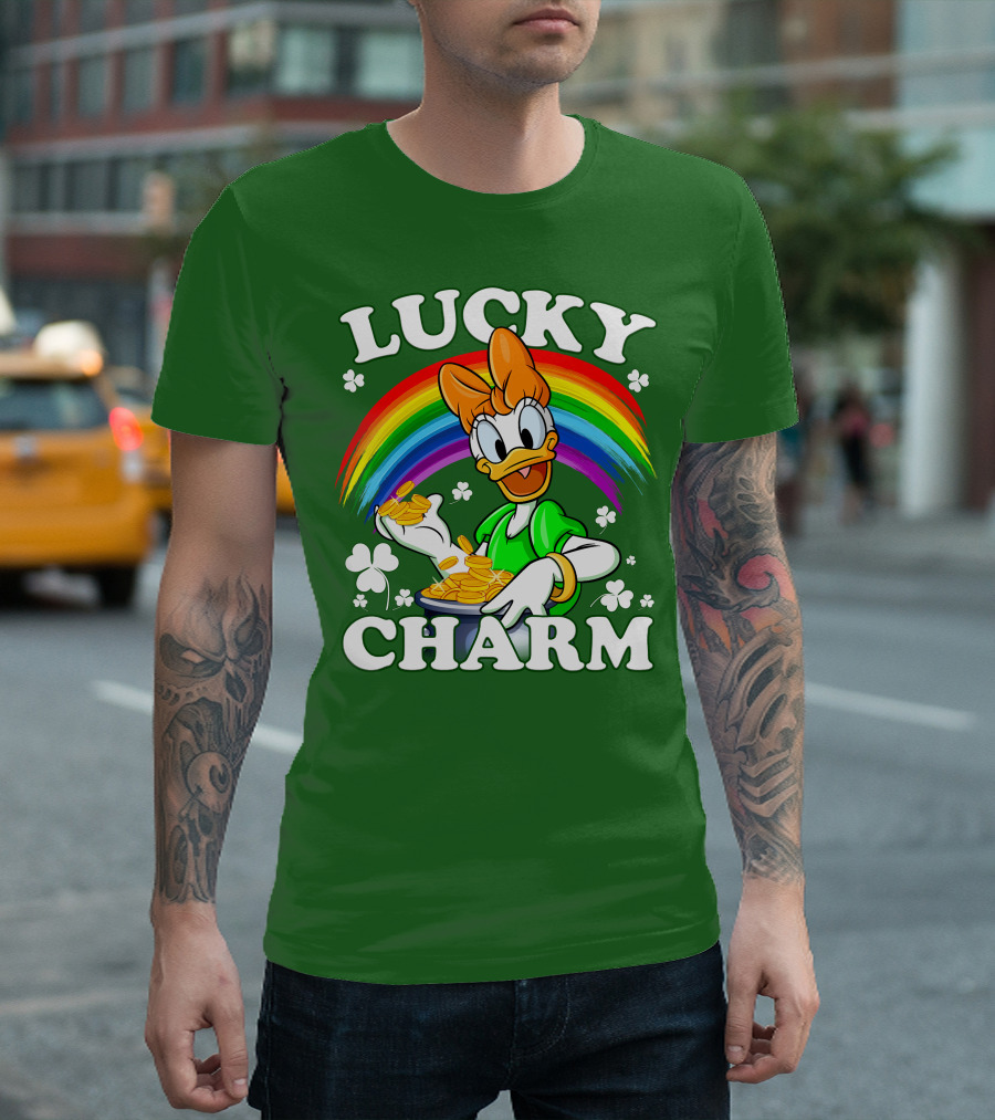 Lucky Charm Daisy Rainbow Gold Coins Shamrocks T-Shirt