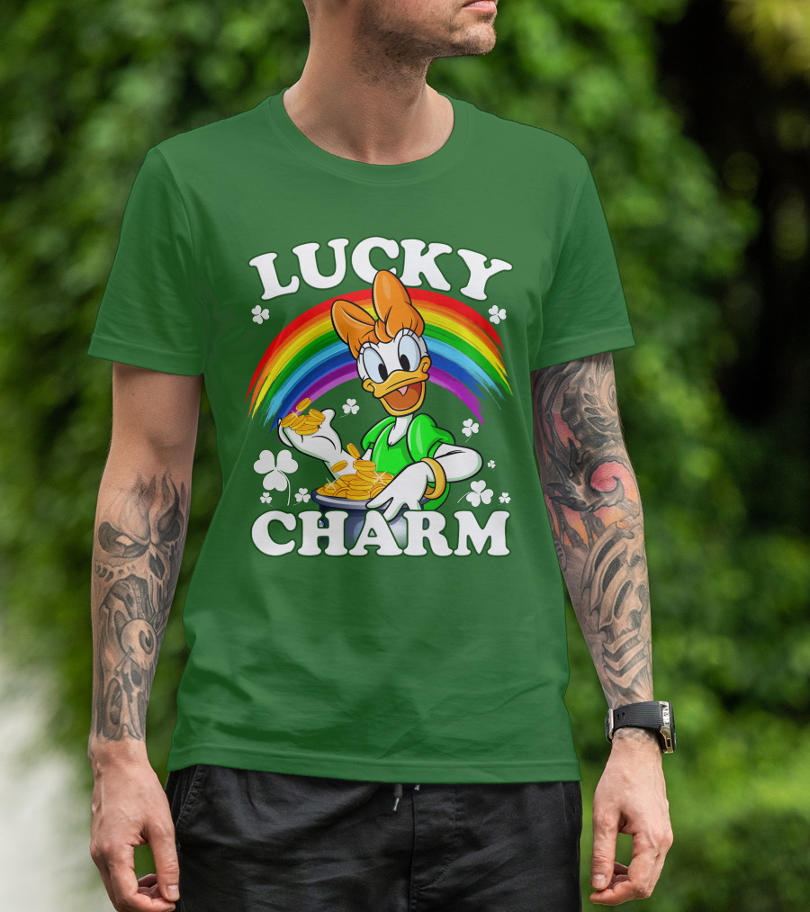 Lucky Charm Daisy Rainbow Gold Coins Shamrocks T-Shirt