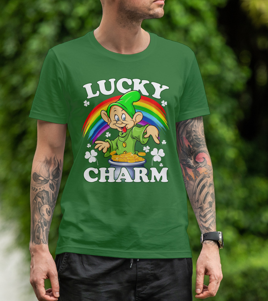 Lucky Charm Dopey Rainbow Gold Coins Shamrocks T-Shirt