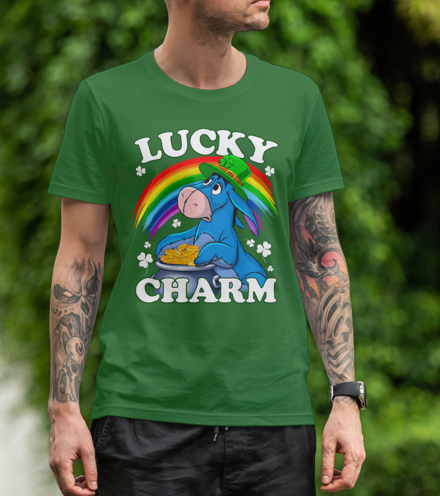 Lucky Charm Eeyore Rainbow St. Patrick's Day T-Shirt