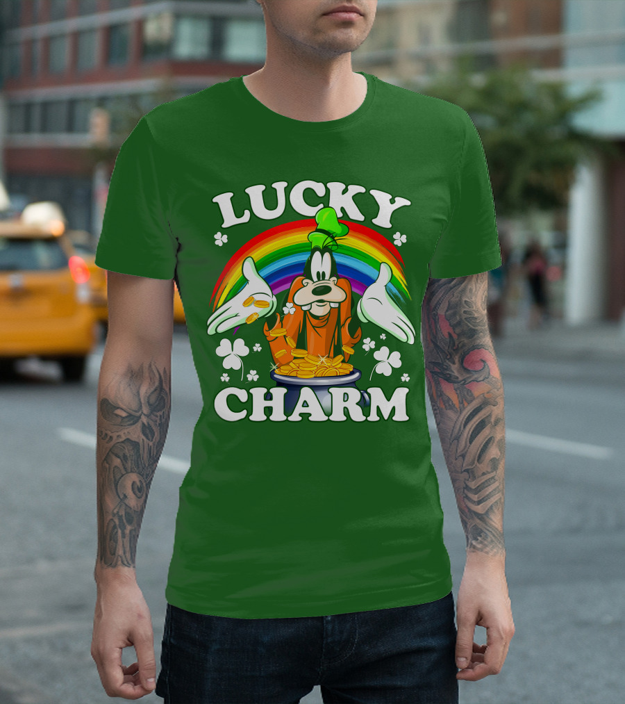 Lucky Charm Goofy Rainbow Gold Coins Shamrocks T-Shirt