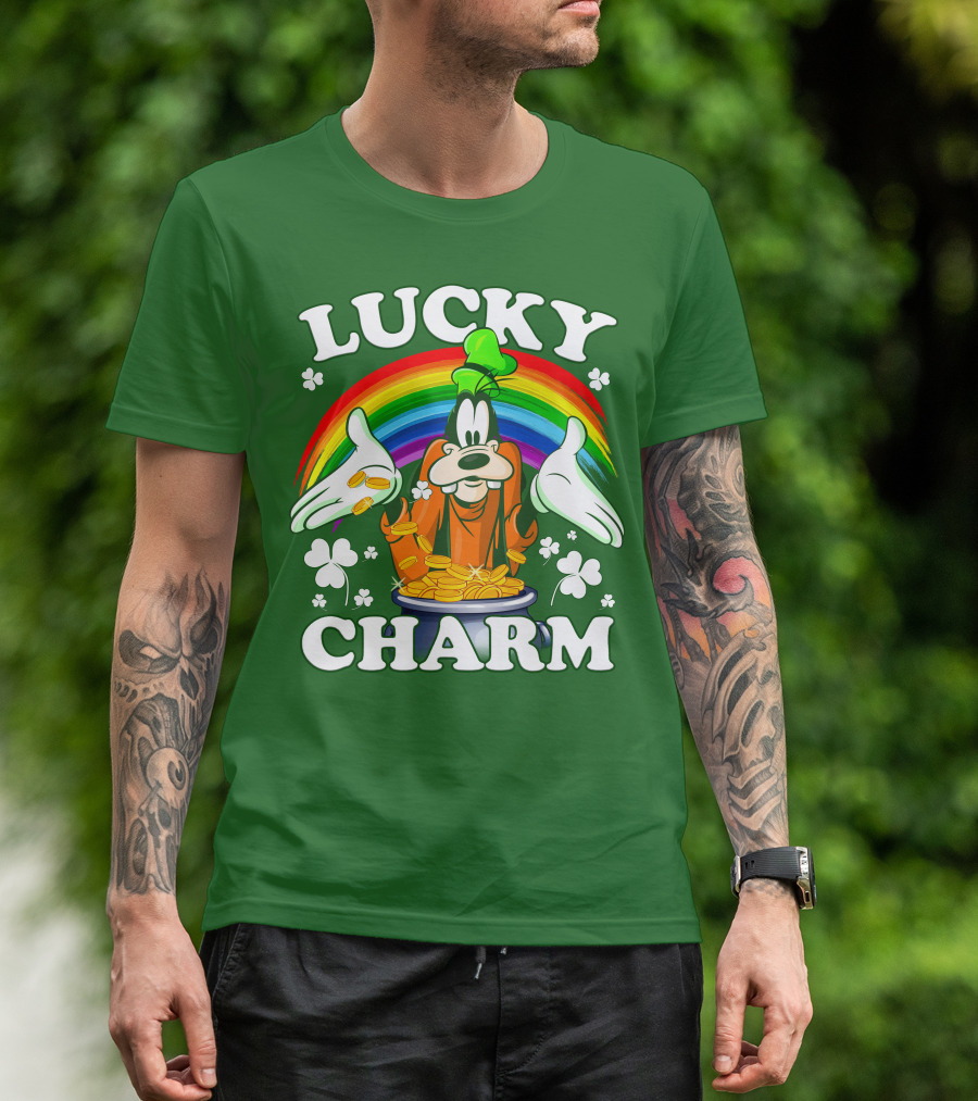 Lucky Charm Goofy Rainbow Gold Coins Shamrocks T-Shirt