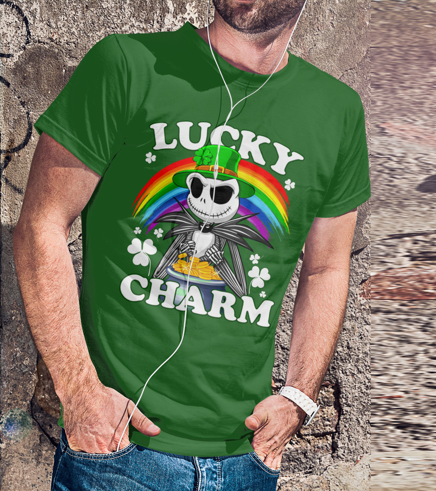 Lucky Charm Jack Skellington Rainbow Shamrock T-Shirt