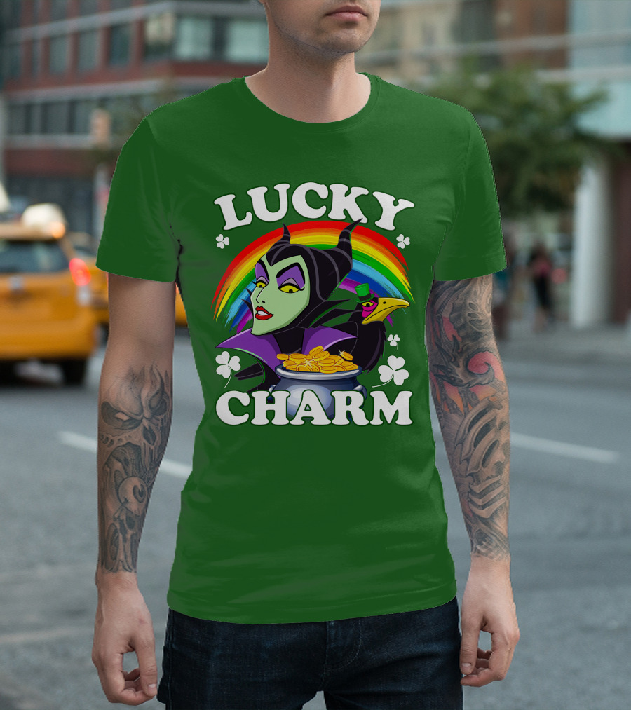 Lucky Charm Maleficent Rainbow Pot Of Gold T-Shirt