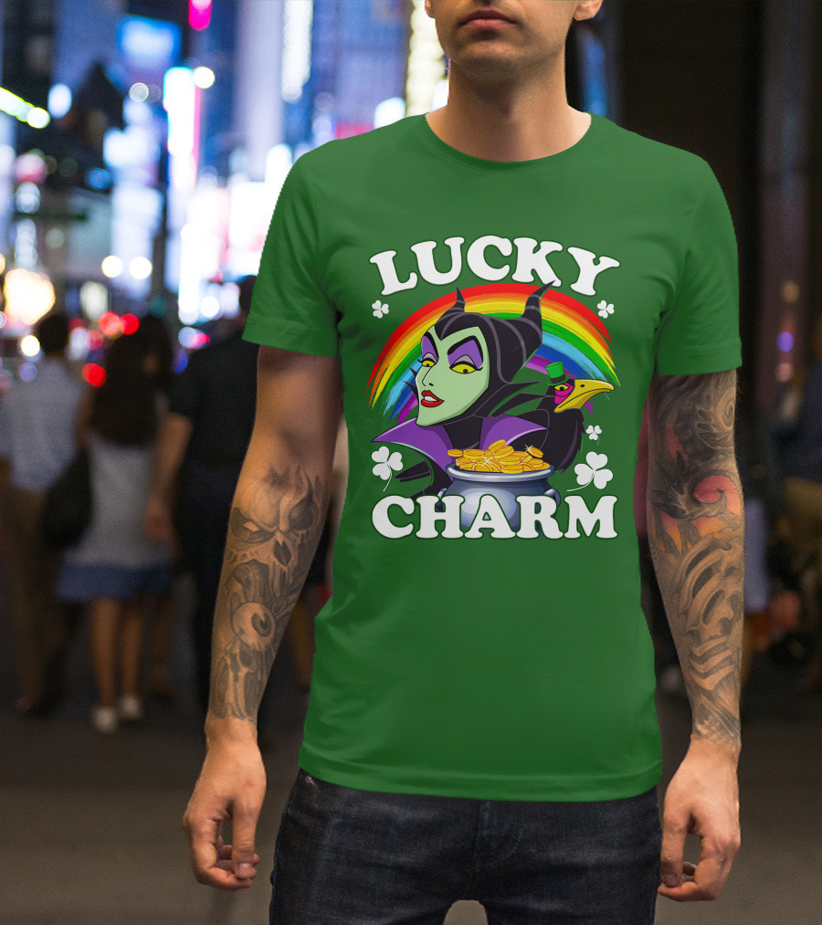 Lucky Charm Maleficent Rainbow Pot Of Gold T-Shirt