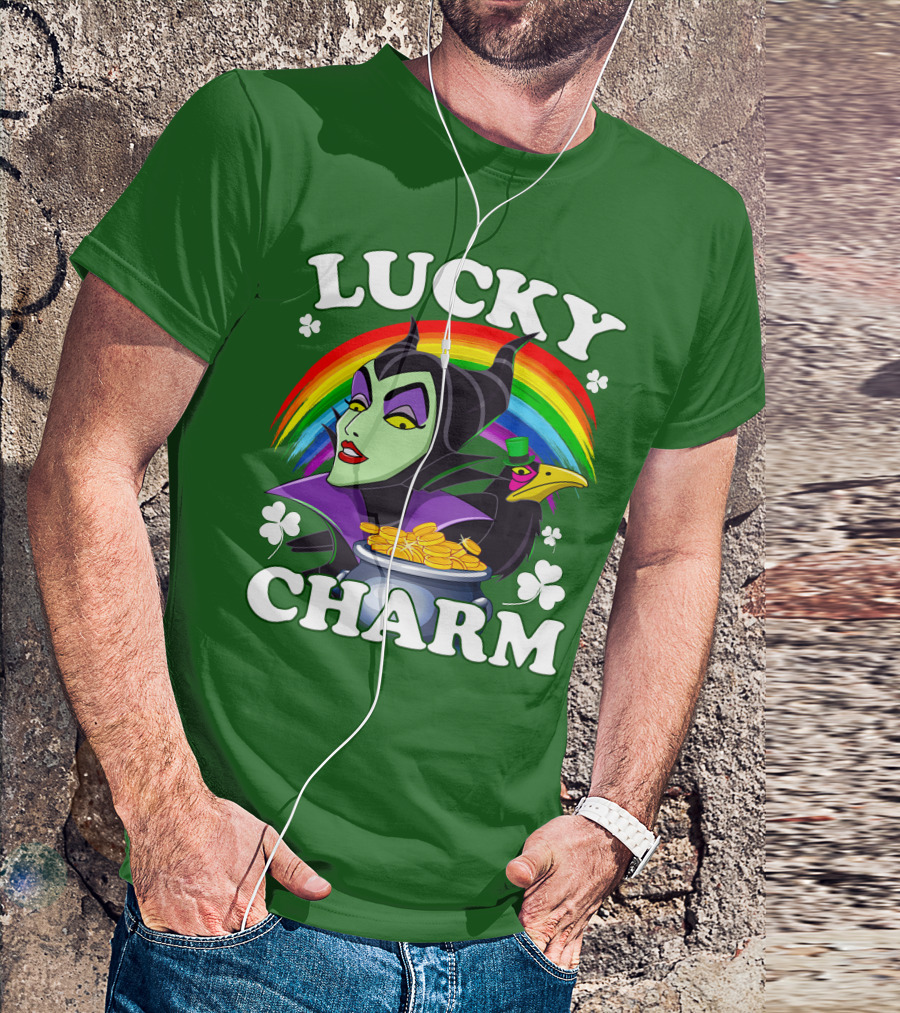 Lucky Charm Maleficent Rainbow Pot Of Gold T-Shirt