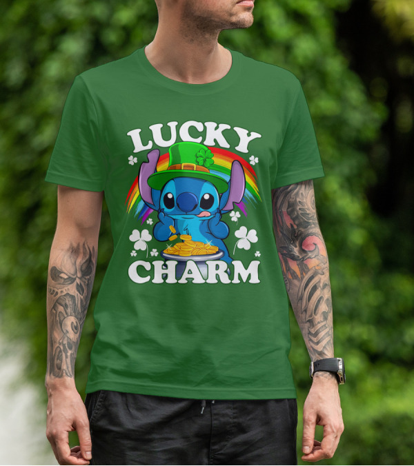 Lucky Charm Stitch Rainbow Pot Of Gold Clover Hat T-Shirt