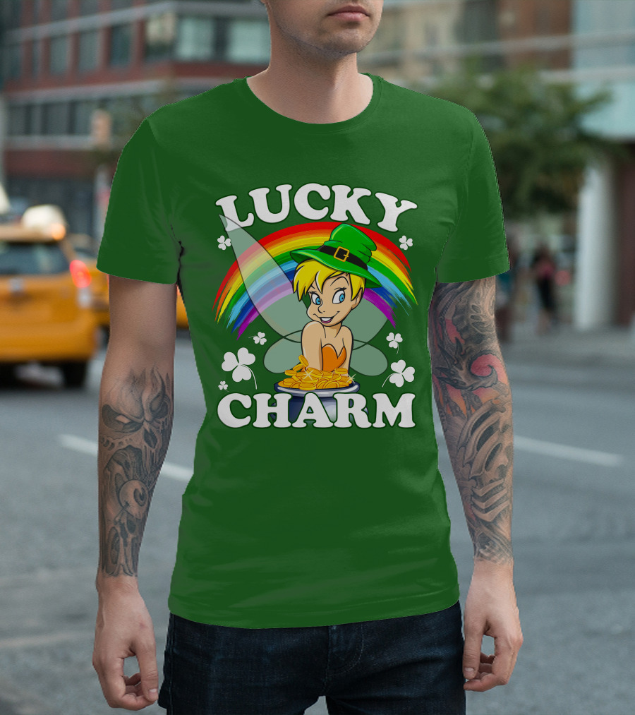 Lucky Charm Tinker Bell Rainbow Gold Coins Shamrocks T-Shirt