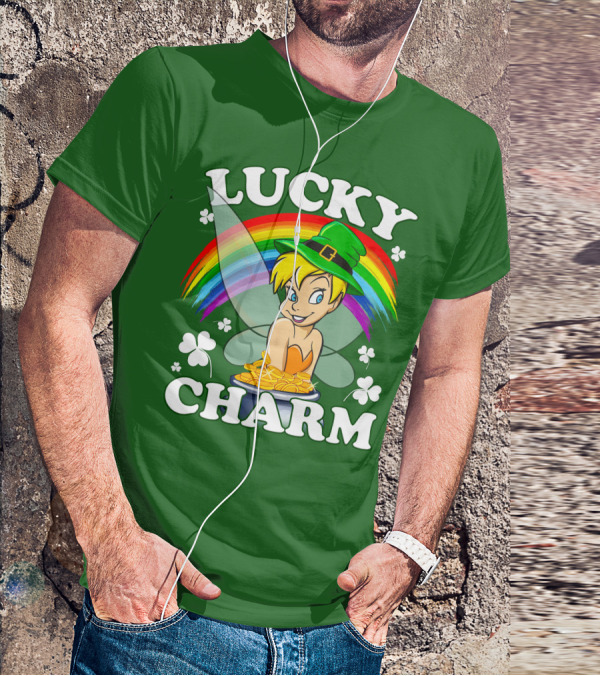 Lucky Charm Tinker Bell Rainbow Gold Coins Shamrocks T-Shirt