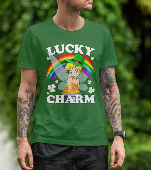 Lucky Charm Tinker Bell Rainbow Gold Coins Shamrocks T-Shirt