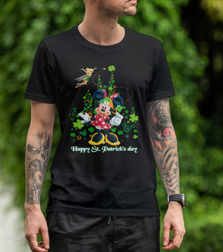 Minnie Happy St. Patrick's Day Disney Castle Tinker Bell T-Shirt