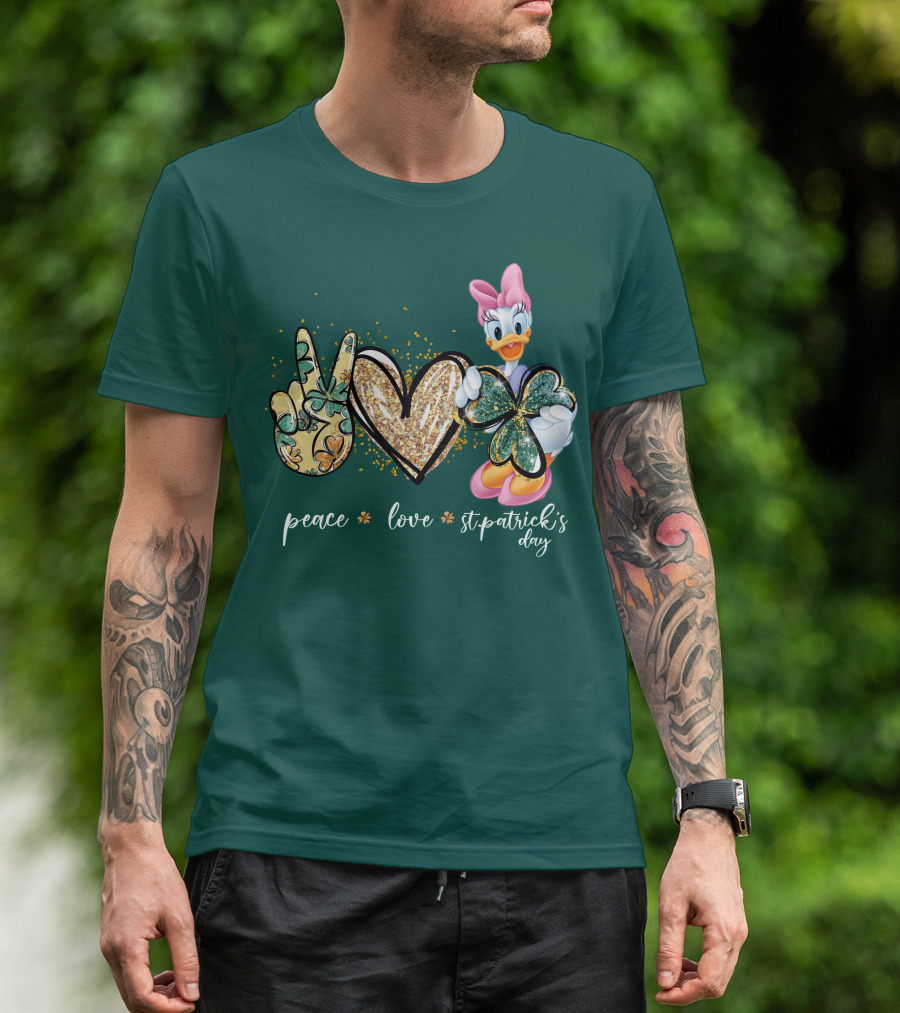 Peace Love St. Patrick's Day Daisy Duck Shamrock T-Shirt