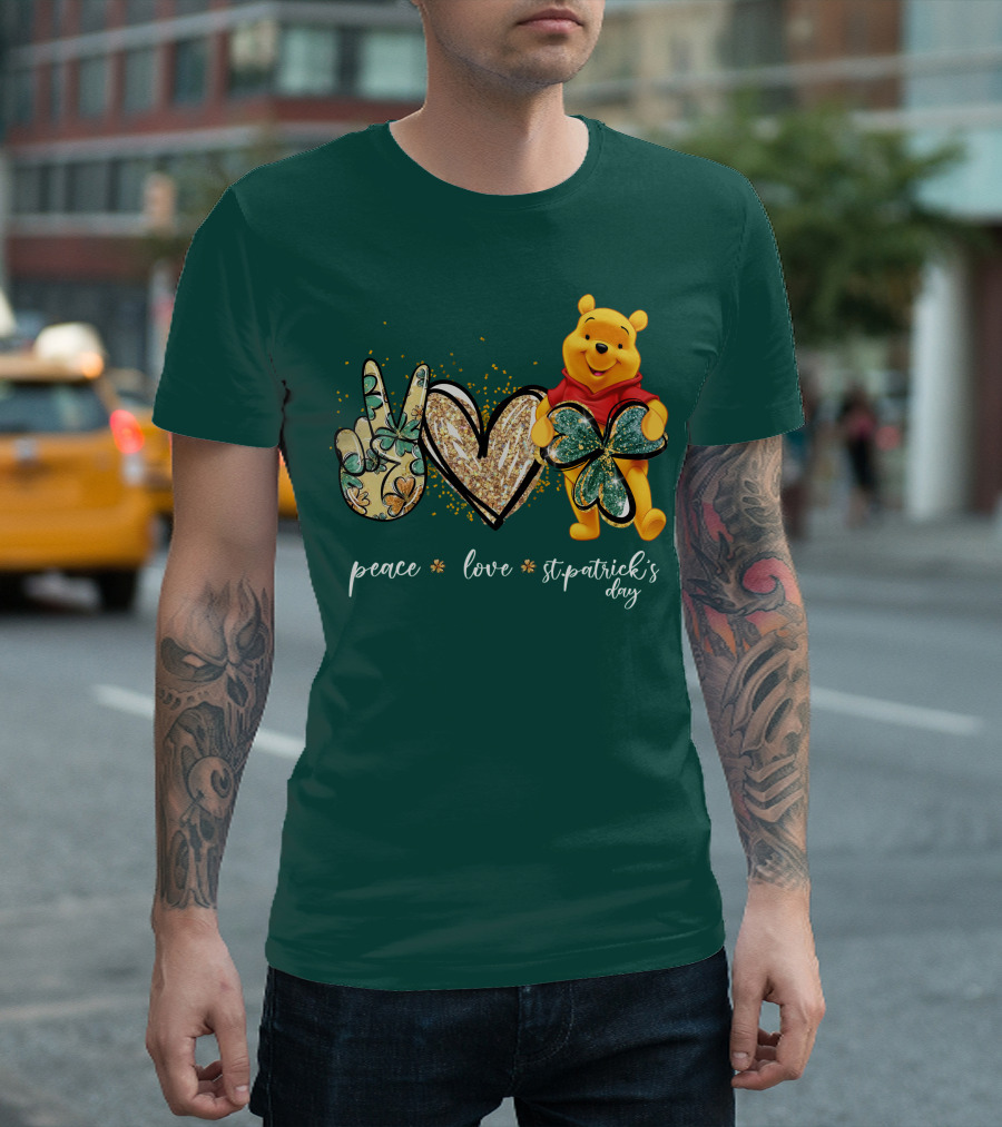 Peace Love St. Patrick's Day Pooh T-Shirt