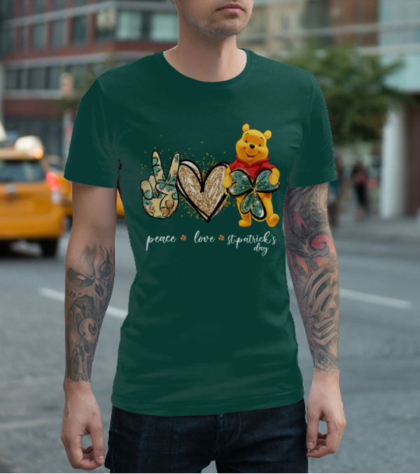 Peace Love St. Patrick's Day Pooh T-Shirt